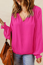 Load image into Gallery viewer, Notched Neck Lantern Sleeve Blouse