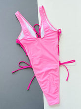 Load image into Gallery viewer, Lace-Up Deep V Sleeveless One-Piece Swimsuit