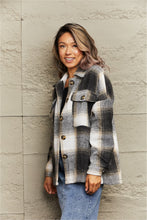 Load image into Gallery viewer, Plaid Dropped Shoulder Collared Jacket