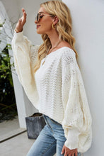 Load image into Gallery viewer, Openwork Boat Neck Dolman Sleeve Sweater