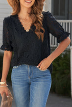 Load image into Gallery viewer, Lace V-Neck Flounce Sleeve Top
