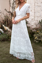 Load image into Gallery viewer, Embroidered Short Sleeve Surplice Neck Maxi Dress