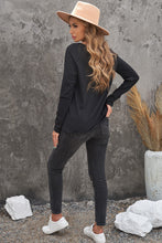Load image into Gallery viewer, Letter Graphic Notched Long Sleeve T-Shirt