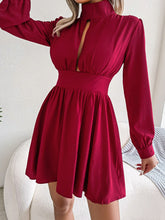 Load image into Gallery viewer, Cutout Turtleneck A-Line Mini Dress