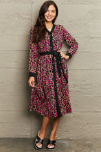 Load image into Gallery viewer, V-Neck Tie Waist Printed Midi Dress