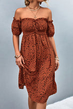Load image into Gallery viewer, Ditsy Floral Smocked Frill Trim Off-Shoulder Dress