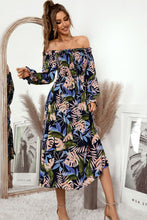 Load image into Gallery viewer, Botanical Print Off-Shoulder Flounce Sleeve Dress