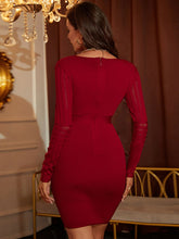 Load image into Gallery viewer, Ribbed Deep V Long Sleeve Mini Bandage Dress