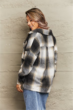 Load image into Gallery viewer, Plaid Dropped Shoulder Collared Jacket