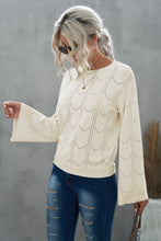 Load image into Gallery viewer, Openwork Flare Sleeve Pullover Sweater