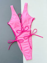Load image into Gallery viewer, Lace-Up Deep V Sleeveless One-Piece Swimsuit