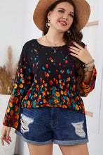 Load image into Gallery viewer, Plus Size Floral Round Neck Long Sleeve Blouse