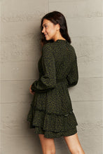 Load image into Gallery viewer, Leopard Smock Waist Long Sleeve Dress