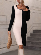 Load image into Gallery viewer, Contrast Slit Sweater Dress
