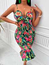 Load image into Gallery viewer, Floral Sweetheart Neck Cutout Dress