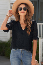 Load image into Gallery viewer, Lace V-Neck Flounce Sleeve Top