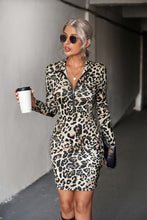 Load image into Gallery viewer, Leopard Half-Zip Mini Dress