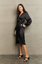 Load image into Gallery viewer, Leopard Surplice Neck Long Sleeve Dress