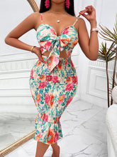 Load image into Gallery viewer, Floral Sweetheart Neck Cutout Dress