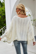 Load image into Gallery viewer, Openwork Boat Neck Dolman Sleeve Sweater