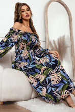 Load image into Gallery viewer, Botanical Print Off-Shoulder Flounce Sleeve Dress