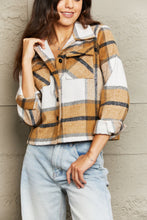 Load image into Gallery viewer, Double Take Plaid Collared Neck Jacket with Breast Pockets