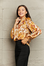 Load image into Gallery viewer, Printed Mock Neck Long Sleeve Blouse