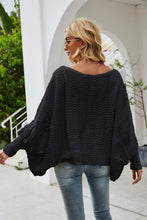 Load image into Gallery viewer, Openwork Boat Neck Dolman Sleeve Sweater