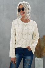 Load image into Gallery viewer, Openwork Flare Sleeve Pullover Sweater