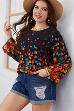 Load image into Gallery viewer, Plus Size Floral Round Neck Long Sleeve Blouse