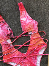 Load image into Gallery viewer, Lace-Up Backless Plunge One-Piece Swimwear