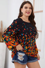 Load image into Gallery viewer, Plus Size Floral Round Neck Long Sleeve Blouse