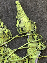 Load image into Gallery viewer, Lace-Up Backless Plunge One-Piece Swimwear