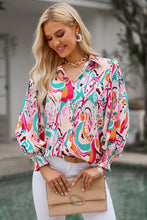 Load image into Gallery viewer, Printed Puff Sleeve Collared Blouse
