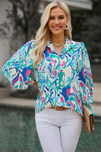 Load image into Gallery viewer, Printed Puff Sleeve Collared Blouse