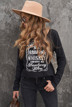 Load image into Gallery viewer, Letter Graphic Notched Long Sleeve T-Shirt