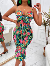 Load image into Gallery viewer, Floral Sweetheart Neck Cutout Dress
