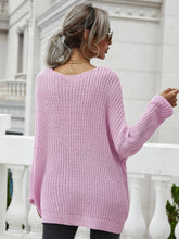 Load image into Gallery viewer, Rib-Knit Drop Shoulder V-Neck Pullover Sweater