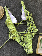 Load image into Gallery viewer, Lace-Up Backless Plunge One-Piece Swimwear