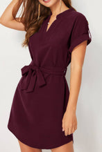Load image into Gallery viewer, Tied Notched Short Sleeve Dress