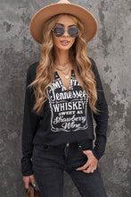 Load image into Gallery viewer, Letter Graphic Notched Long Sleeve T-Shirt
