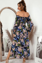 Load image into Gallery viewer, Botanical Print Off-Shoulder Flounce Sleeve Dress