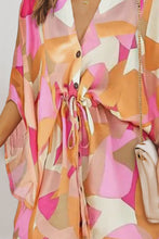 Load image into Gallery viewer, Printed V-Neck Drawstring Waist Dress