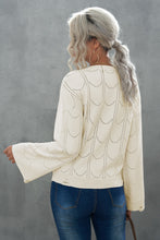 Load image into Gallery viewer, Openwork Flare Sleeve Pullover Sweater