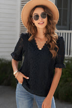 Load image into Gallery viewer, Lace V-Neck Flounce Sleeve Top