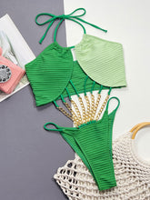 Load image into Gallery viewer, Contrast Halter Neck Chain Detail One-Piece Swimsuit