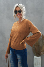 Load image into Gallery viewer, Openwork Flare Sleeve Pullover Sweater