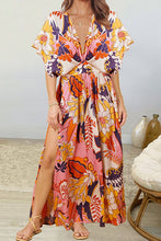 Load image into Gallery viewer, Floral Deep V Dolman Sleeve Split Maxi Dress
