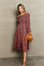 Load image into Gallery viewer, Off-Shoulder Long Sleeve Midi Dress