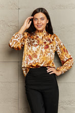 Load image into Gallery viewer, Printed Mock Neck Long Sleeve Blouse